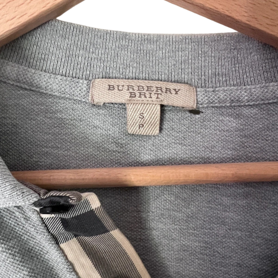 Burberry Long Sleeve Polo Shirt (Grey)