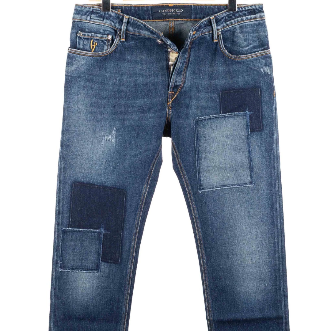 Handpicked Ravello Distressed Slim Fit Jeans (Navy) (New)