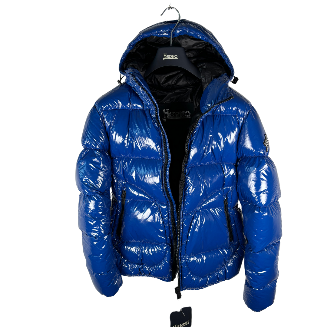 Herno Glossy Logo Puffer Jacket (Blue) (New)