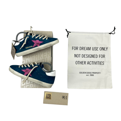 Golden Goose Superstar Sneakers (Navy Pink) (New) (Womens)