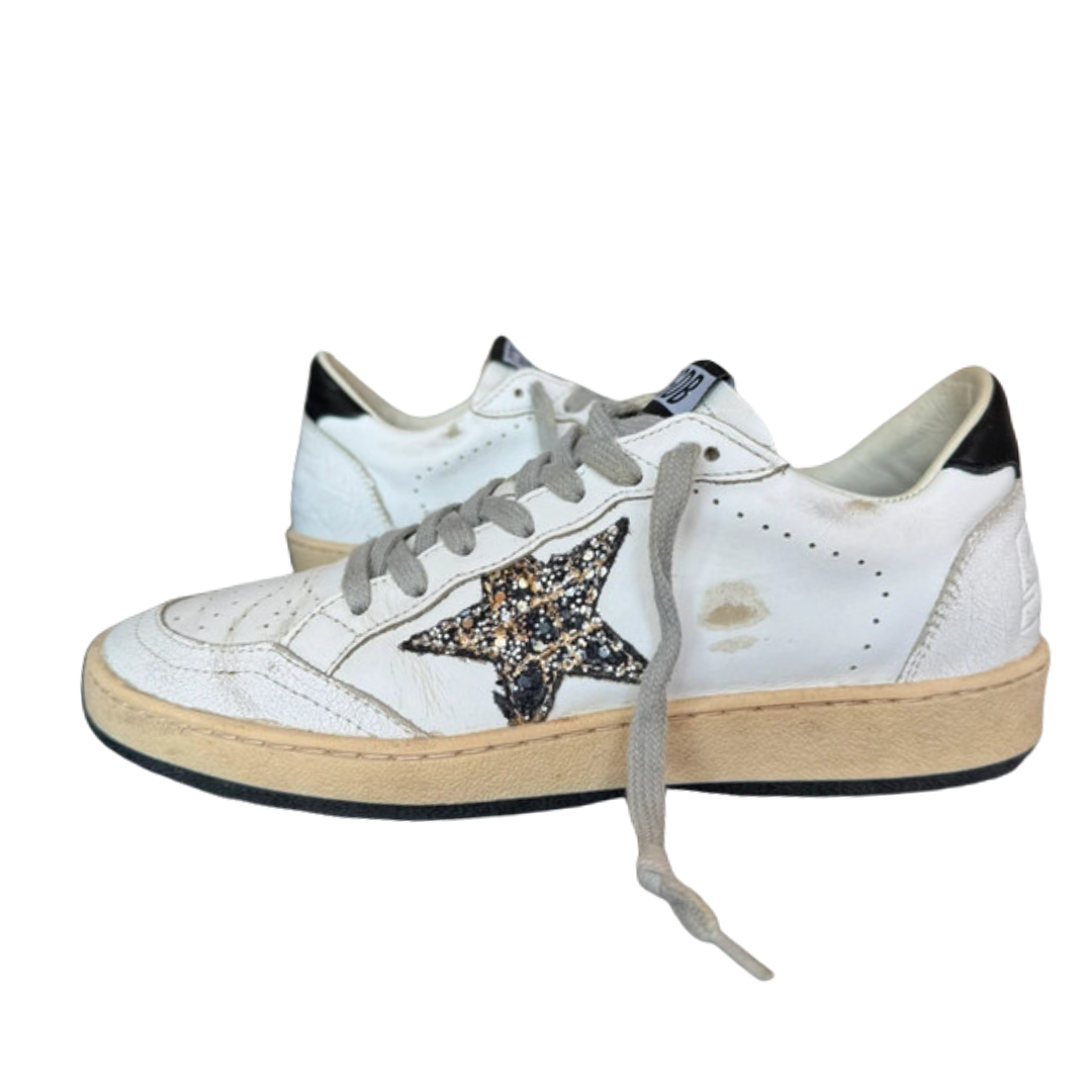 Golden Goose Ballstar Sneakers (Black Heel) Womens)