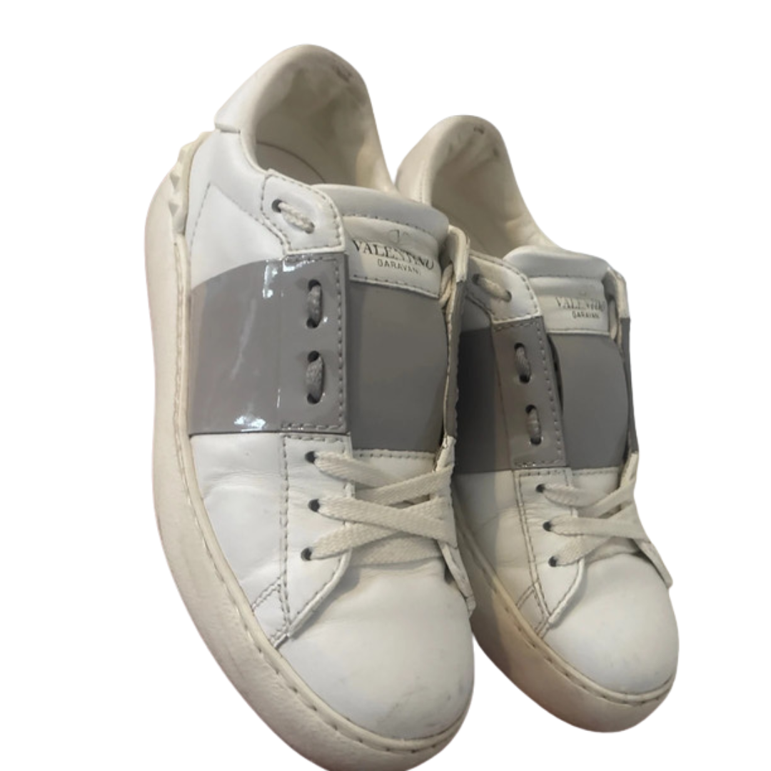 Valentino Garavani Open VLTN Sneakers (Patent Grey) (Womens)