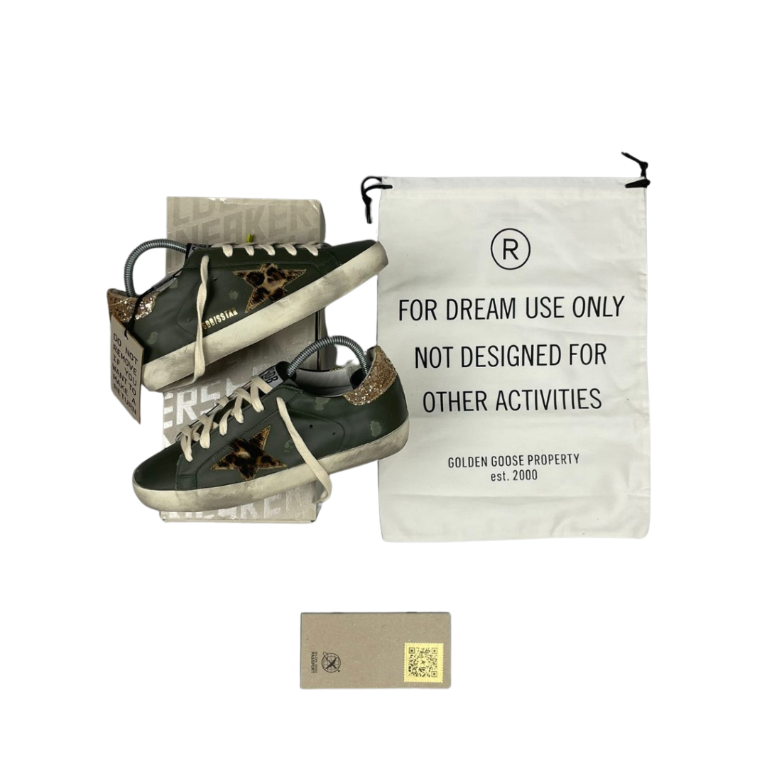 Golden Goose Superstar Sneakers (Dark Green) (New) (Womens)