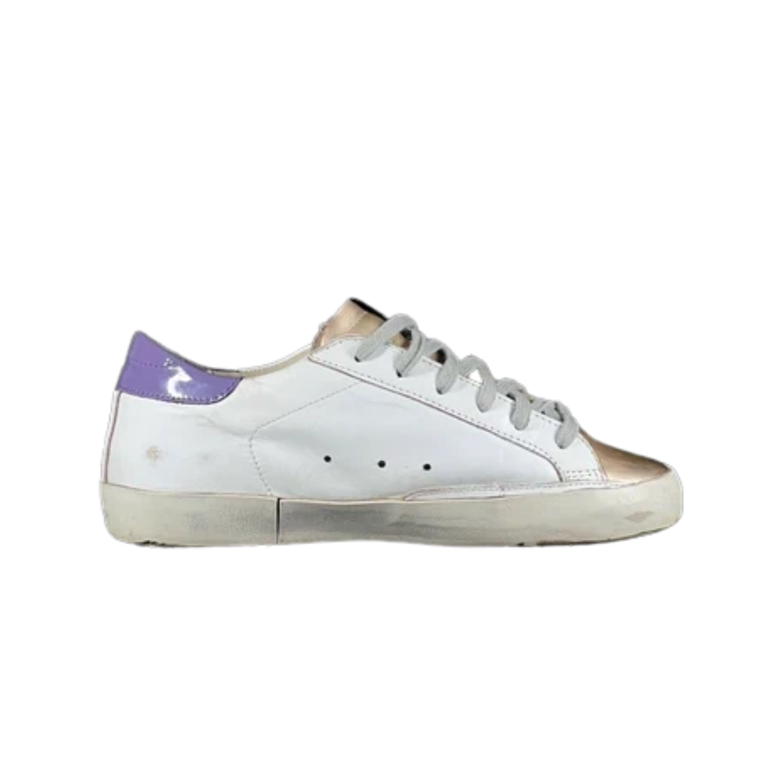 Golden Goose Superstar Sneakers (Purple Heel) (Women's)
