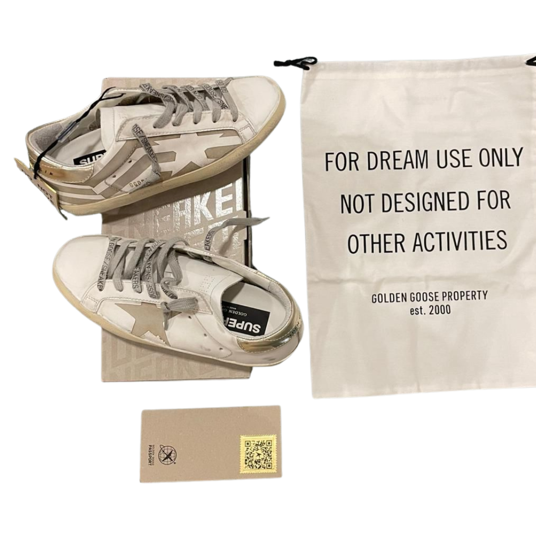 Golden Goose Superstar Sneakers (Grey White) (New) (Womens)