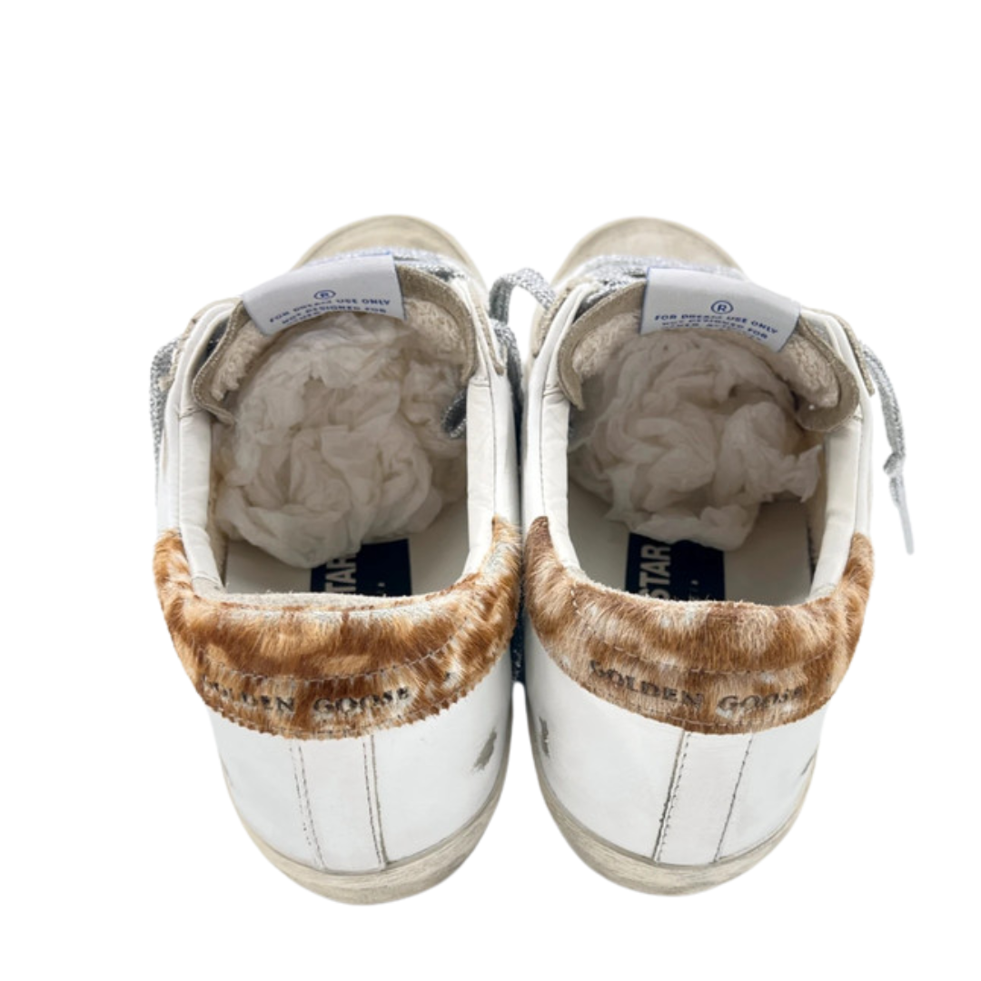 Golden Goose Superstar Sneakers (White Leopard) (New) (Womens)