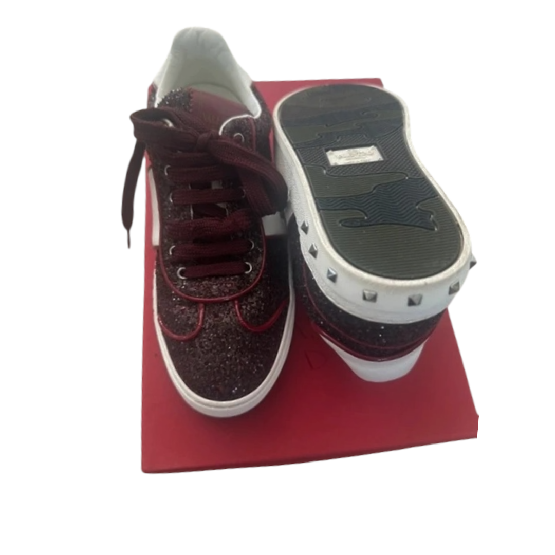 Valentino Garavani Flycrew Sneakers (Burgundy) (Womens) (New)