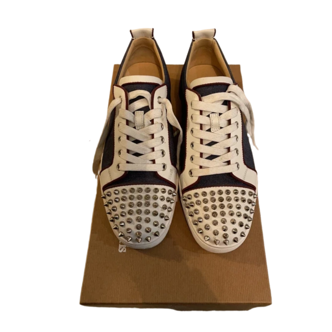 Christian Louboutin Louis Junior Spike Sneakers (Navy White)