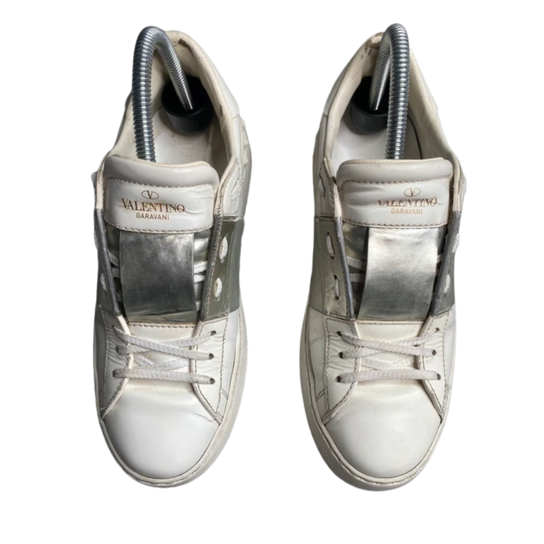 Valentino Garavani Open Sneakers (White Silver) (Womens)