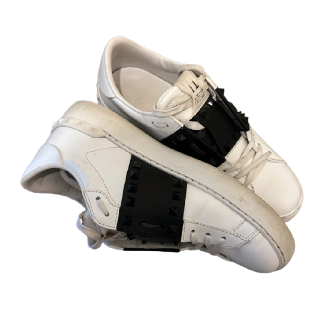 Valentino Garavani Rockstud Open Sneakers (White Black) (Womens)
