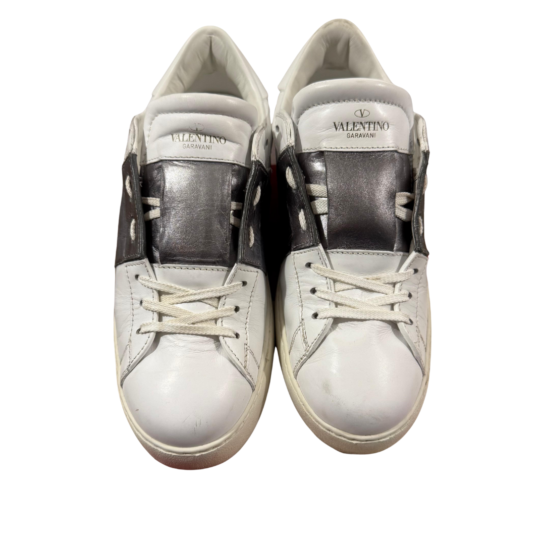 Valentino Open Sneakers (White Silver) (Womens)