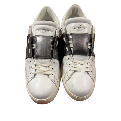 Valentino Open Sneakers (White Silver) (Womens)