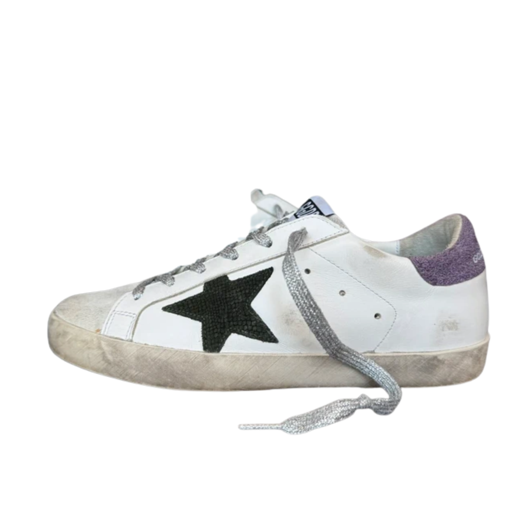 Golden Goose Superstar Sneakers (Purple Heel) (Women's)