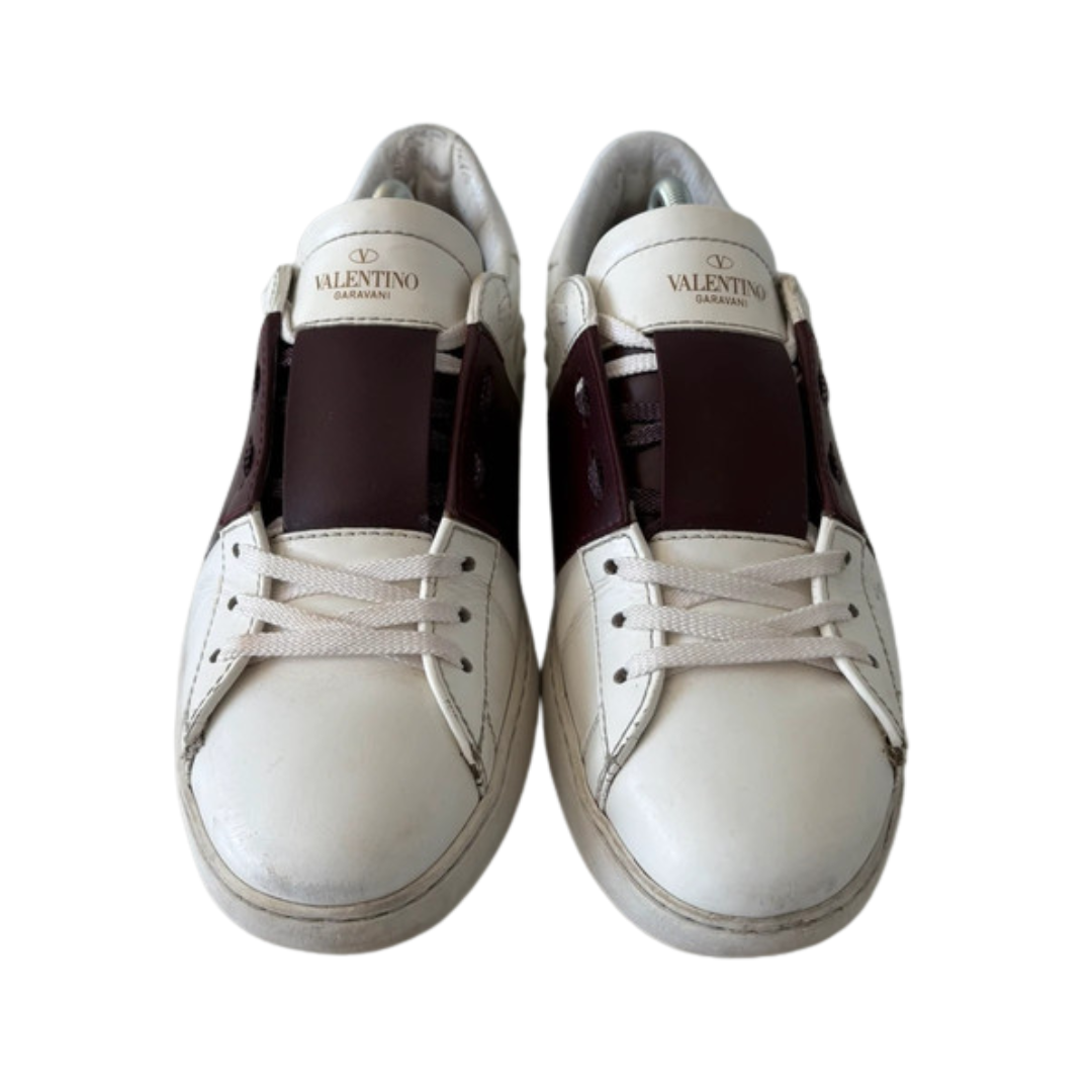 Valentino Garavani Open Sneakers (White Burgundy)