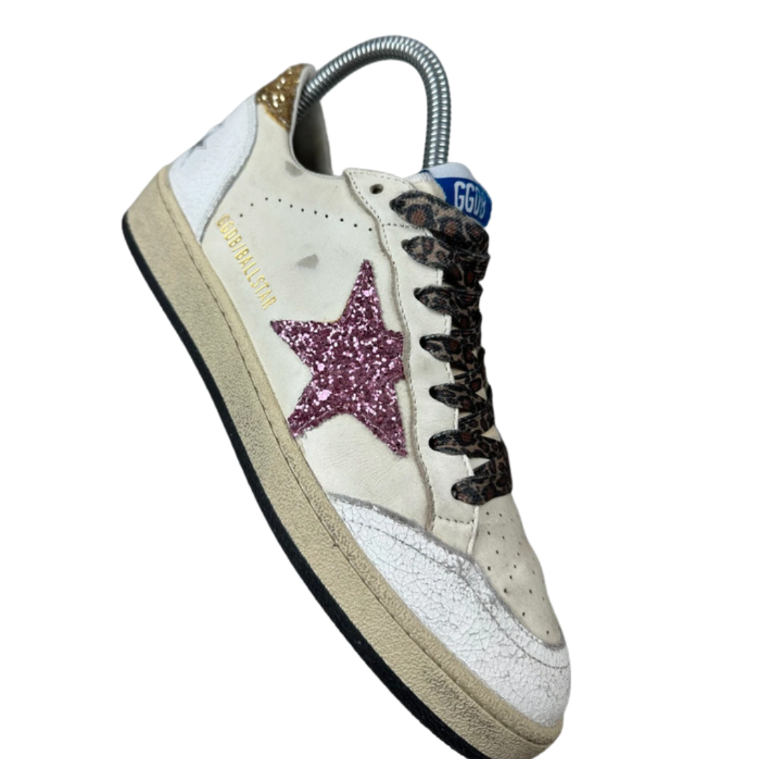 Golden Goose Ballstar Sneakers (Gold Heel) (Women's)