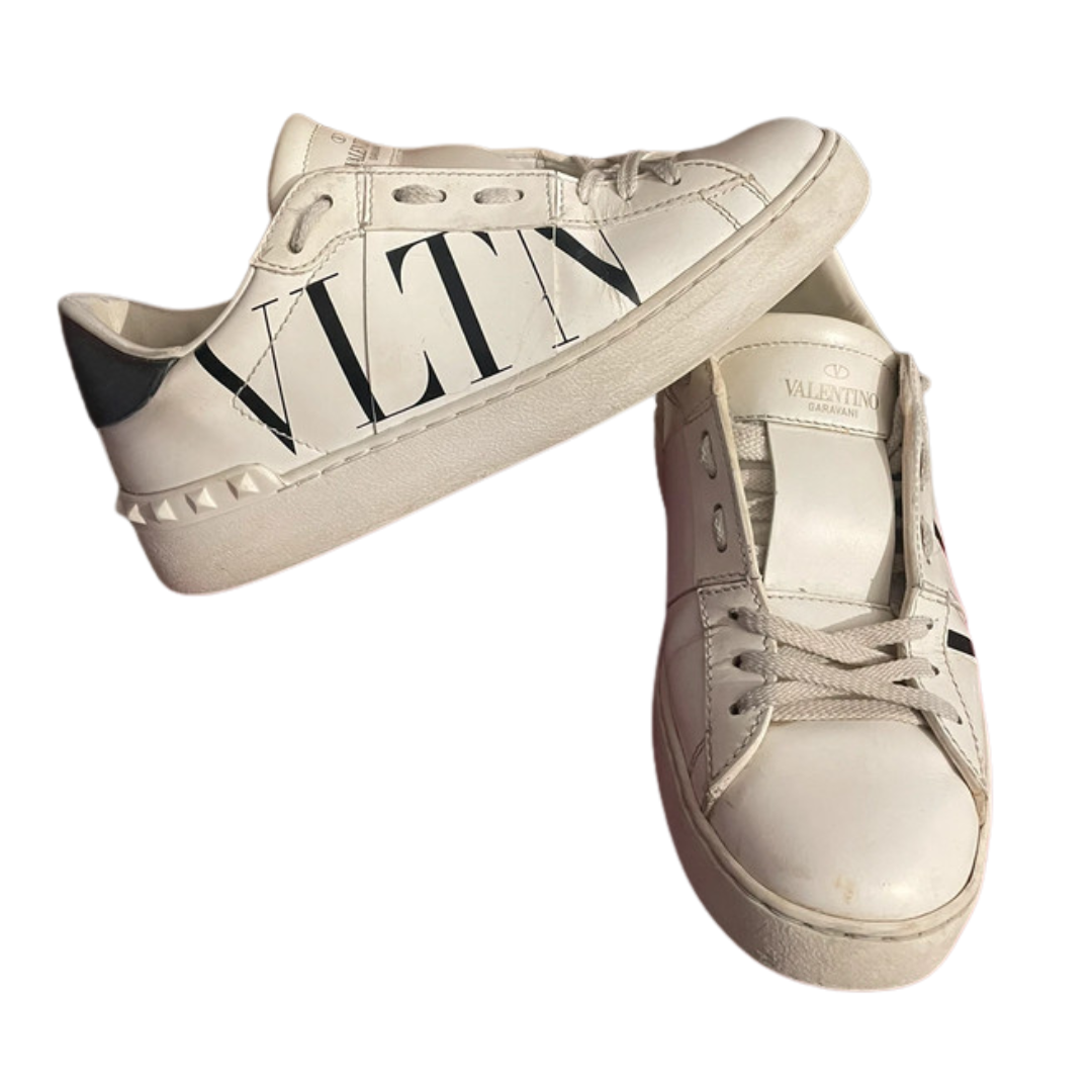 Valentino Garavani Open VLTN Sneakers (White Black) (Womens)