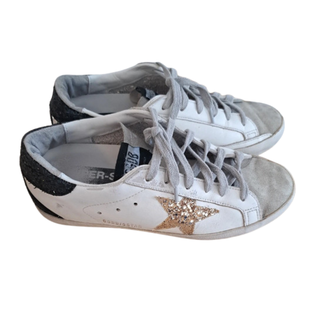 Golden Goose Superstar Sneakers (Black Heel) (Women's)
