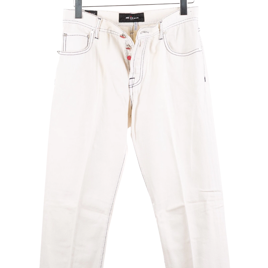 Kiton Napoli Slim Fit Jeans (White) (New)