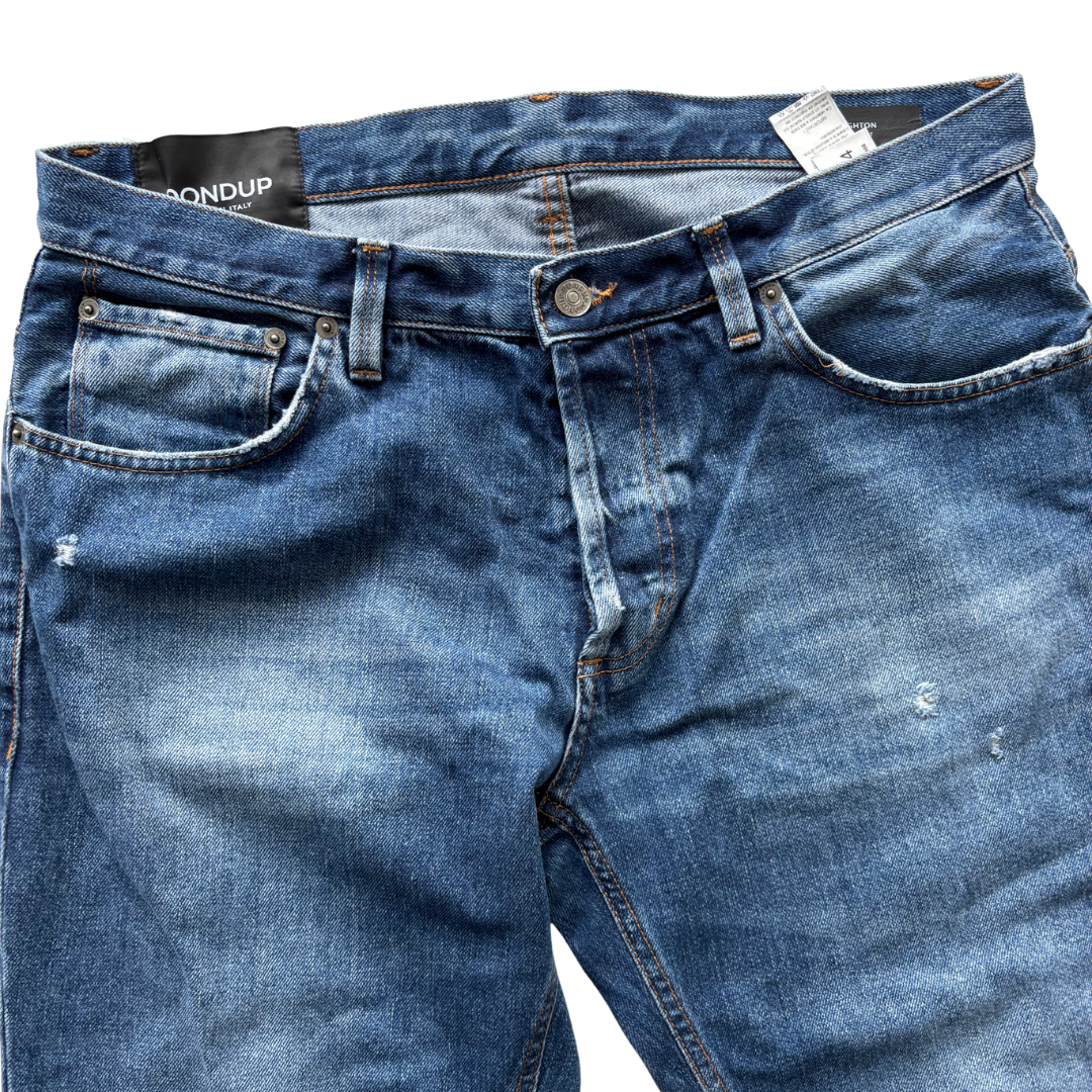 Dondup Brighton Distressed Carrot Fit Jeans (Navy)