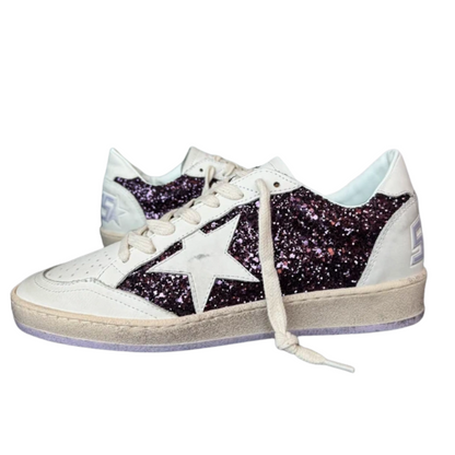 Golden Goose Ballstar Sneakers (Purple Glitter) (New) (Womens)