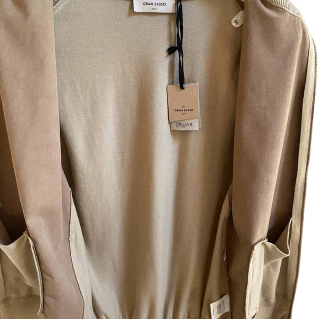 Gran Sasso Cashmere Suede Cardigan Jacket (Beige) (New)