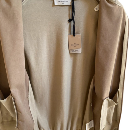Gran Sasso Cashmere Suede Cardigan Jacket (Beige) (New)