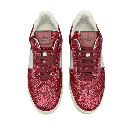 Valentino Garavani Flycrew Sneakers (Pink Glitter) (Womens)