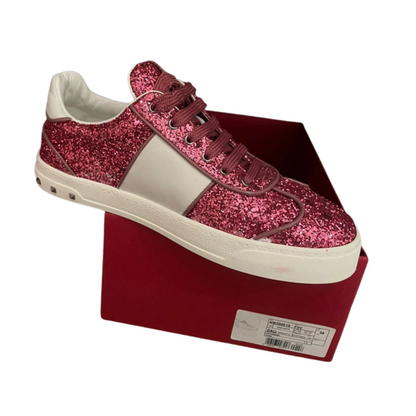 Valentino Garavani Flycrew Sneakers (Pink Glitter) (New) (Womens)