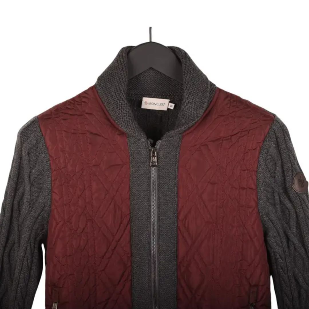 Moncler Maglione Tricot Cardigan Jacket (Burgundy Gray)