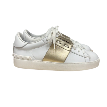 Valentino Garavani Rockstud Open Sneakers (White Gold) (Womens)