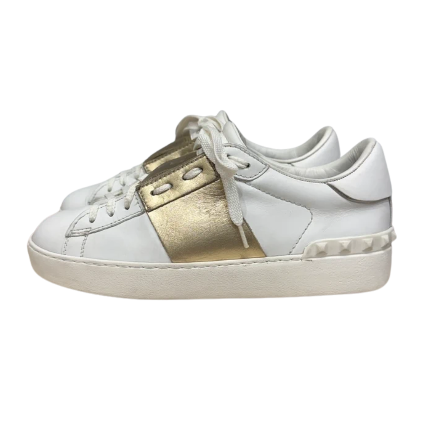 Valentino Garavani Rockstud Open Sneakers (White Gold) (Womens)