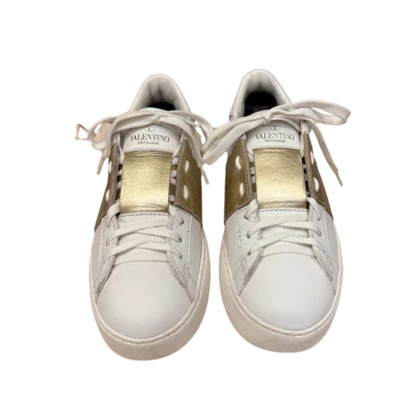 Valentino Garavani Rockstud Open Sneakers (White Gold) (Womens)