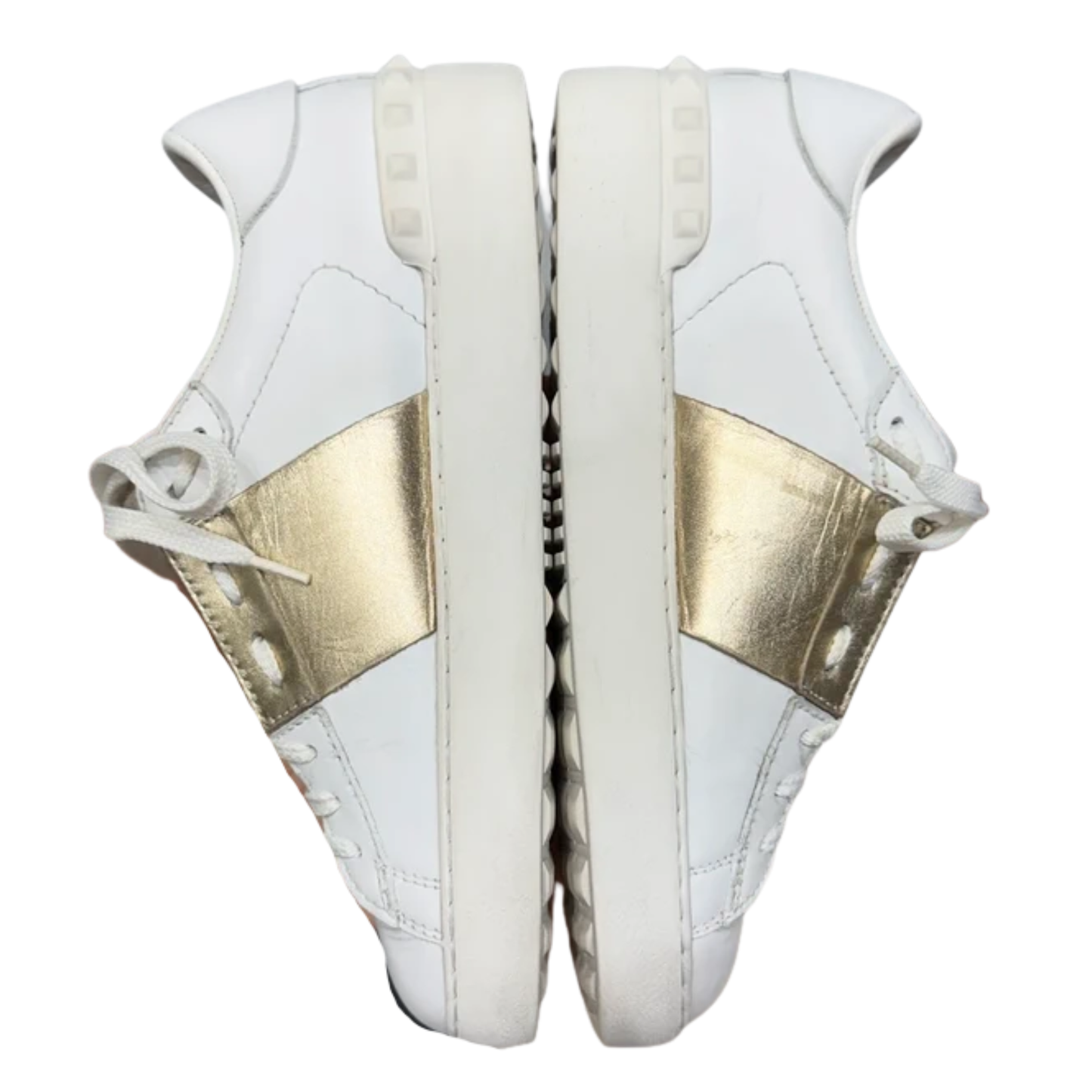 Valentino Garavani Rockstud Open Sneakers (White Gold) (Womens)
