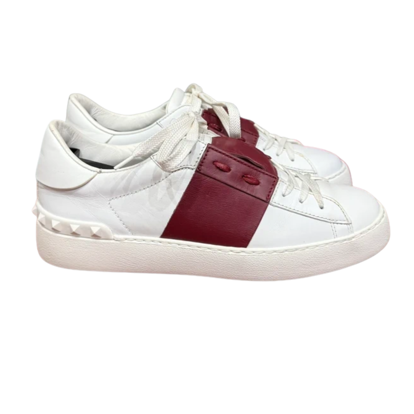Valentino Garavani Rockstud Open Sneakers (White Red) (Womens)
