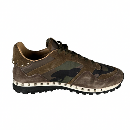 Valentino Garavani Studded Rockrunner Sneakers (Khaki)