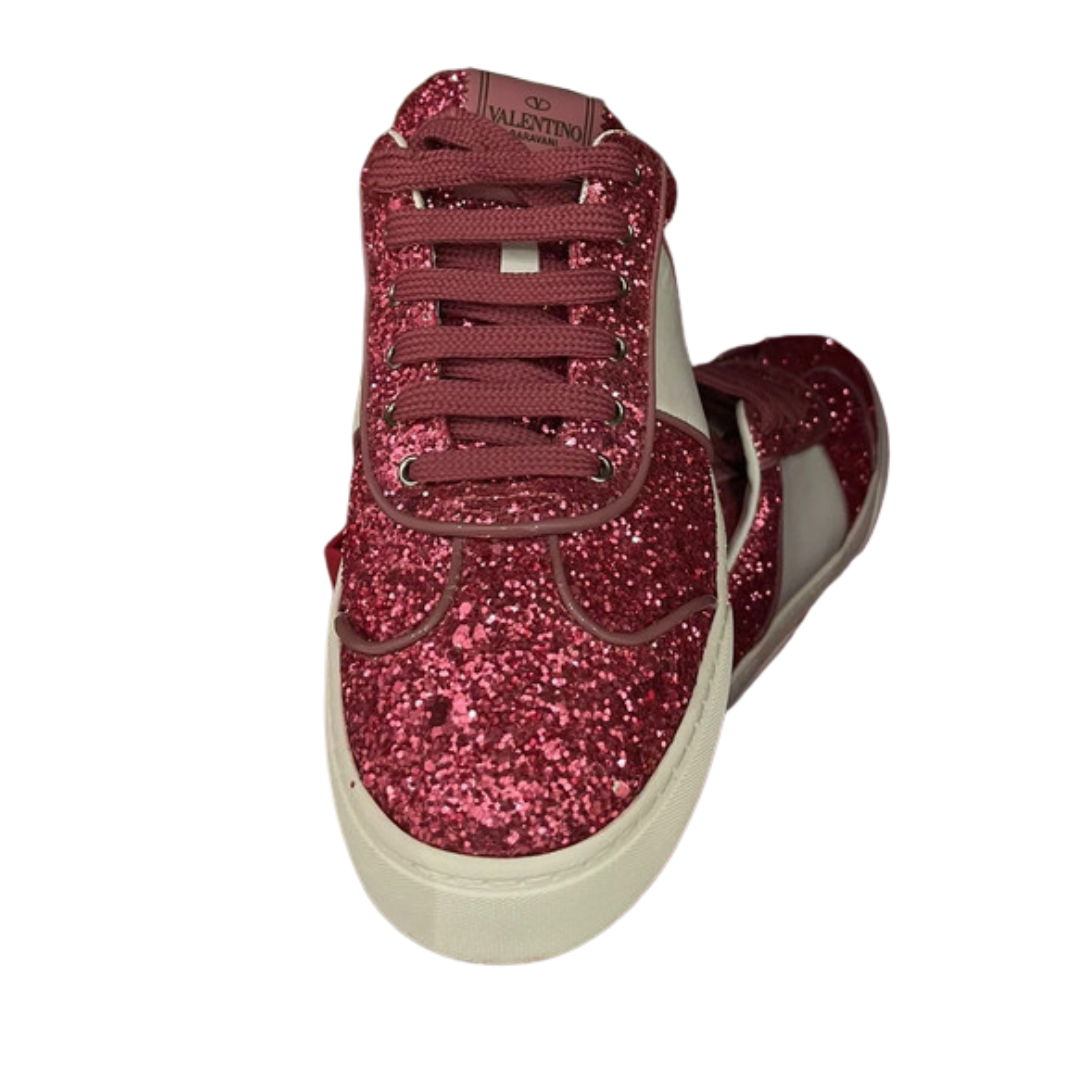 Valentino Garavani Flycrew Sneakers (Pink Glitter) (New) (Womens)