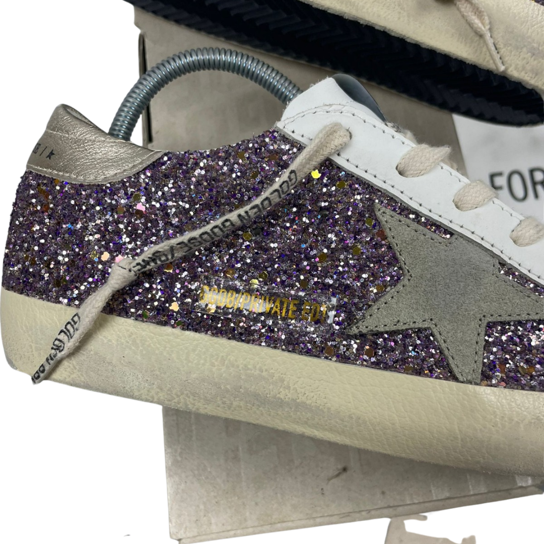 Golden Goose Superstar Sneakers (Purple Glitter) (New) (Womens)
