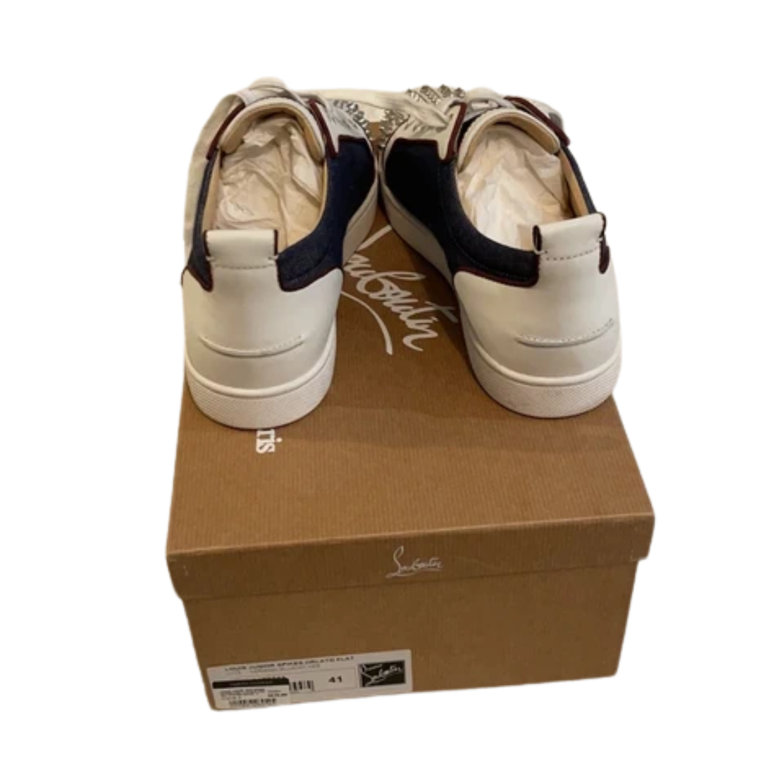 Christian Louboutin Louis Junior Spike Sneakers (Navy White)