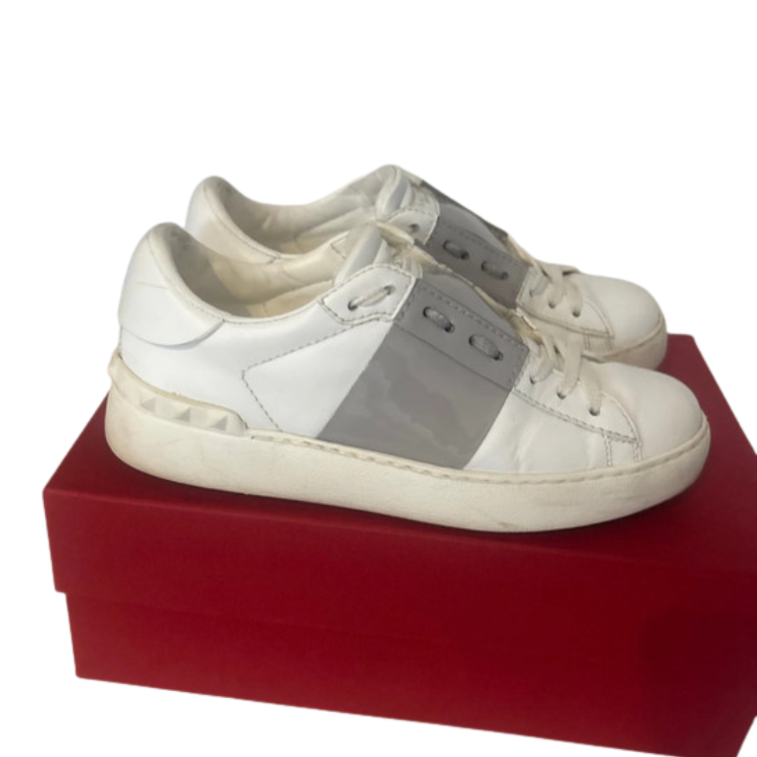 Valentino Garavani Open VLTN Sneakers (Patent Grey) (Womens)
