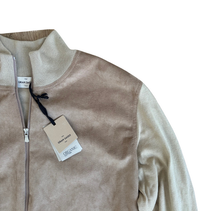 Gran Sasso Cashmere Suede Cardigan Jacket (Beige) (New)