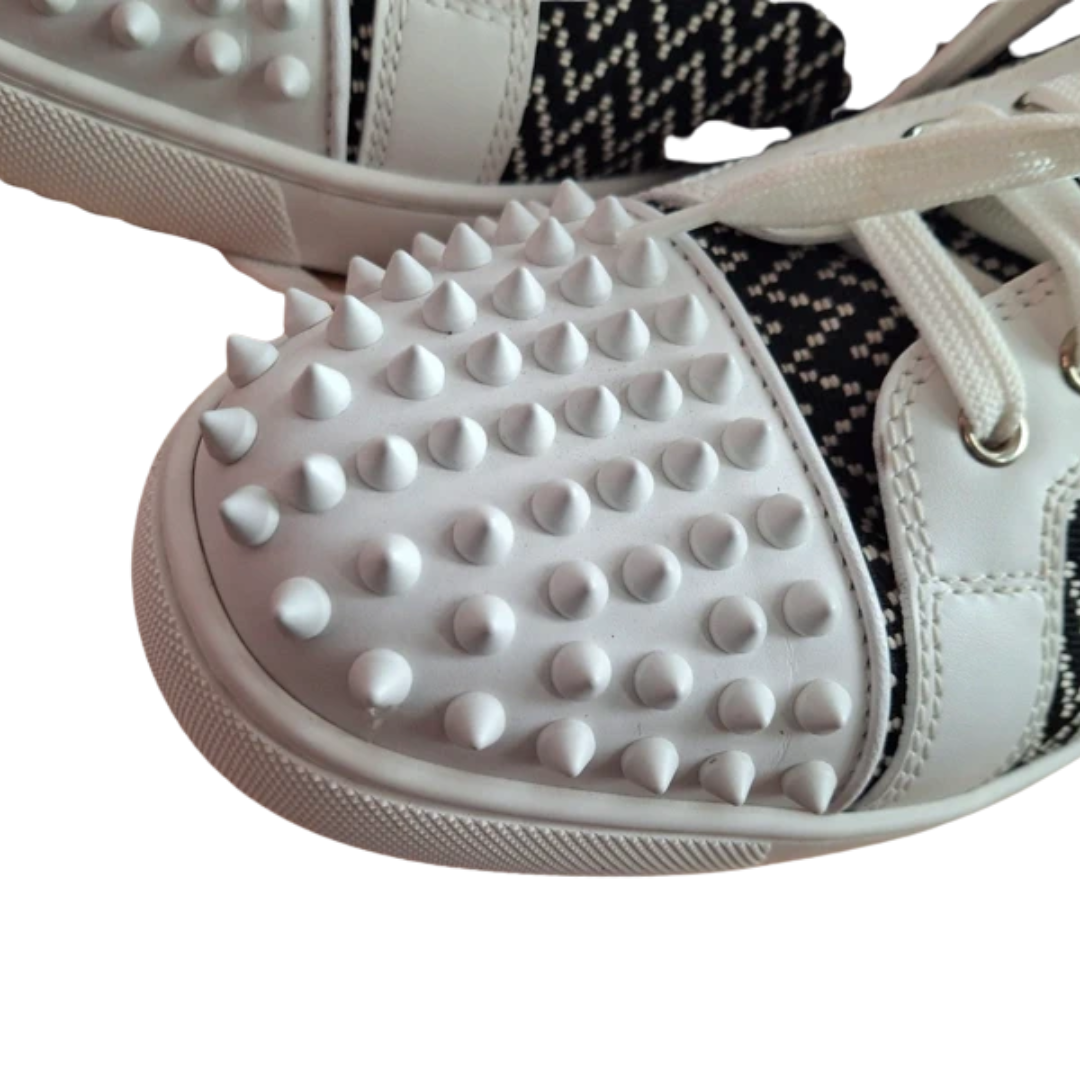 Christian Louboutin Louis Junior Orlato Spike Sneakers (White Black)