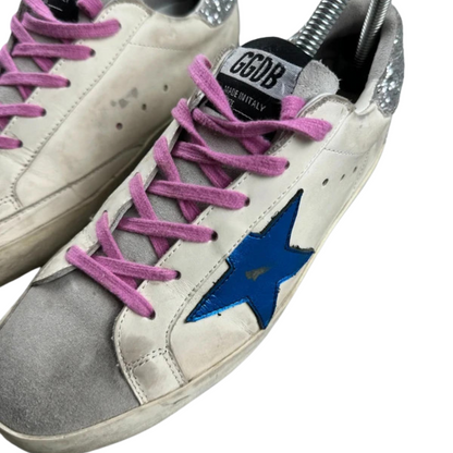 Golden Goose Superstar Sneakers (White Silver) (Women's)