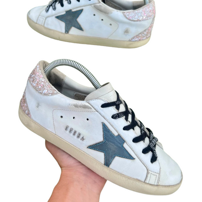 Golden Goose Superstar Sneakers (Pink Heel) (Women's)