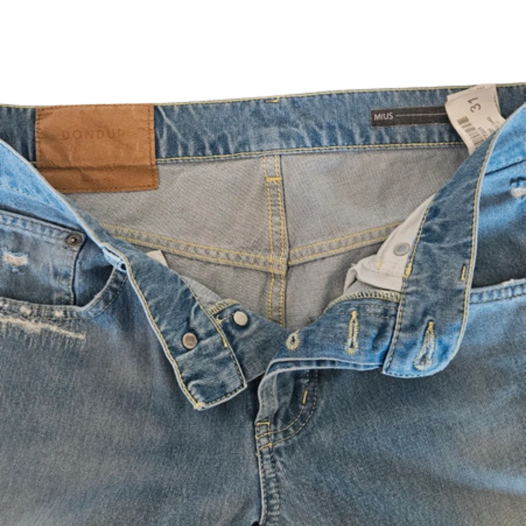Dondup Mius Distressed Slim Fit Jeans (Blue)