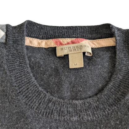 Burberry Checkered Merino Wool Sweater (Dark Grey)