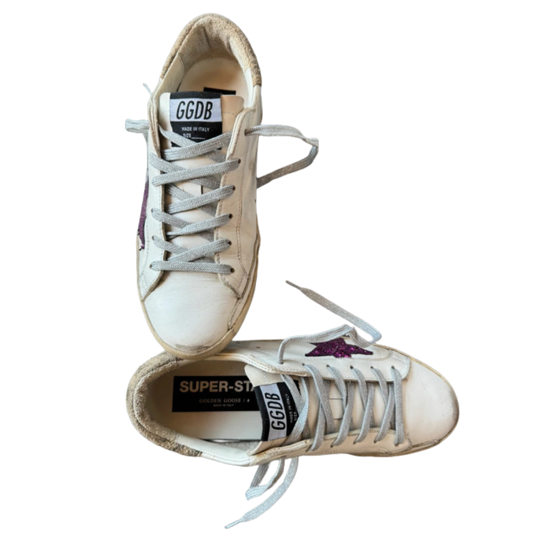 Golden Goose Superstar Sneakers (White Beige) (Womens)