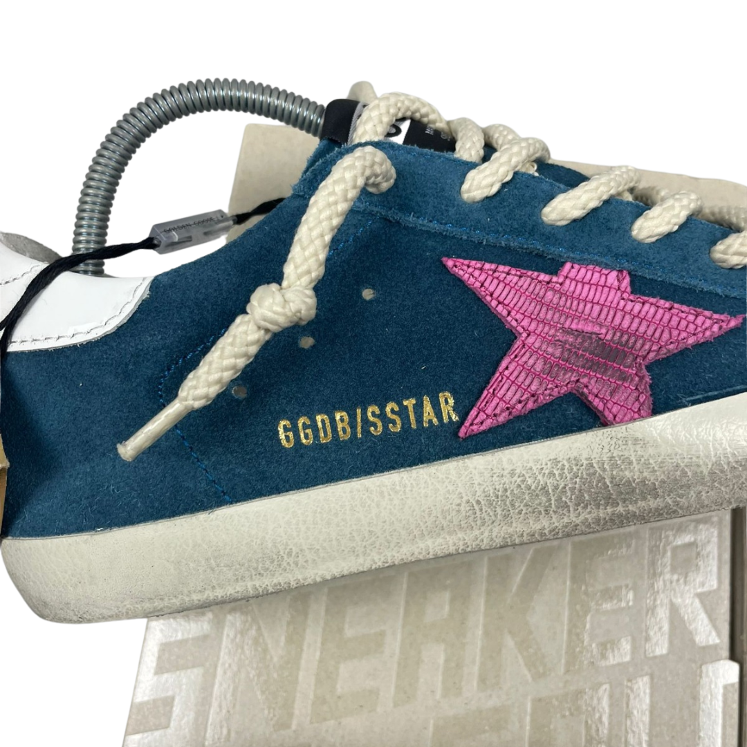 Golden Goose Superstar Sneakers (Navy Pink) (New) (Womens)