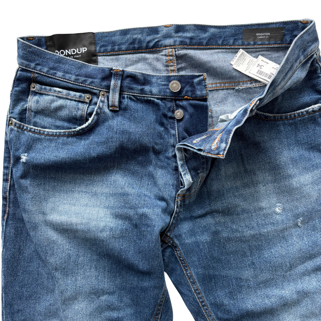 Dondup Brighton Distressed Carrot Fit Jeans (Navy)