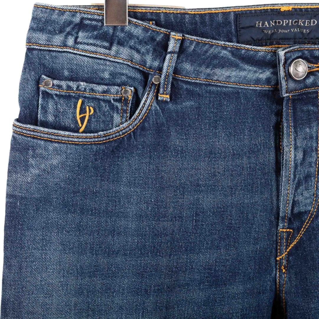 Handpicked Ravello Distressed Slim Fit Jeans (Navy) (New)