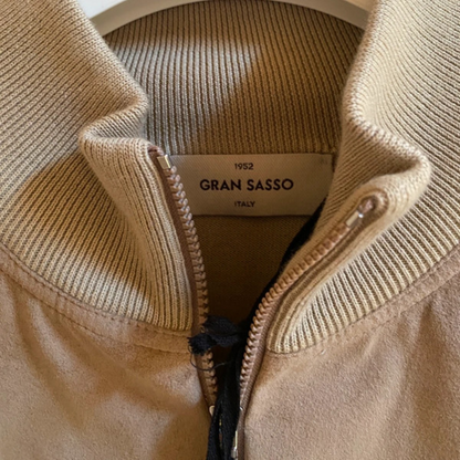 Gran Sasso Cashmere Suede Cardigan Jacket (Beige) (New)